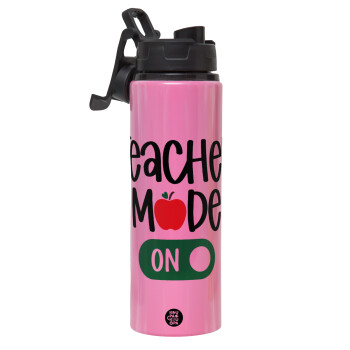 Teacher mode ON, Metallic water bottle with safety lid, 850ml aluminum