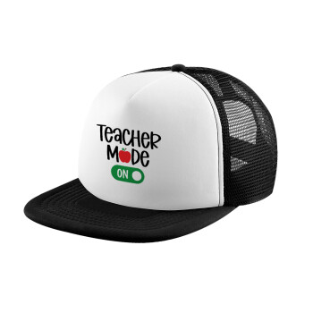 Teacher mode ON, Καπέλο Soft Trucker με Δίχτυ Black/White 