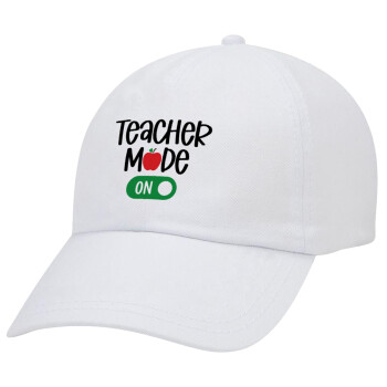Teacher mode ON, Καπέλο Baseball Λευκό (5-φύλλο, unisex)