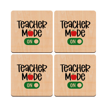 Teacher mode ON, ΣΕΤ x4 Σουβέρ ξύλινα τετράγωνα plywood (9cm)