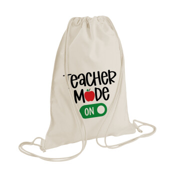 Teacher mode ON, Backpack bag GYMBAG natural (28x40cm)