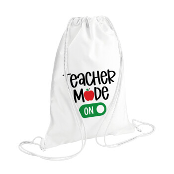 Teacher mode ON, Backpack pouch GYMBAG white (28x40cm)