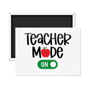 Teacher mode ON, Ορθογώνιο μαγνητάκι ψυγείου διάστασης 9x6cm