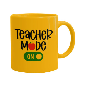 Teacher mode ON, Ceramic coffee mug yellow, 330ml