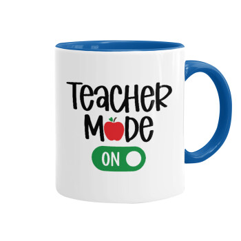 Teacher mode ON, Mug colored blue, ceramic, 330ml