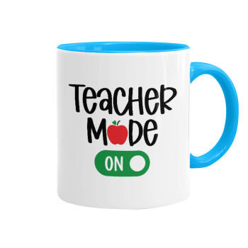 Teacher mode ON, Mug colored light blue, ceramic, 330ml