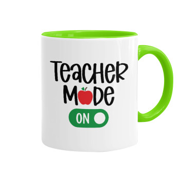 Teacher mode ON, Mug colored light green, ceramic, 330ml