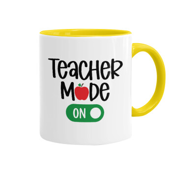 Teacher mode ON, Mug colored yellow, ceramic, 330ml