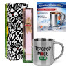 Easter Set, metallic thermal cup (300ml) & aromatic flat Easter candle (30cm) (PINK)