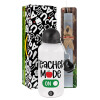 Easter Set, metallic aluminum water bottle (500ml) & aromatic flat Easter candle (30cm) (GRAY)