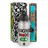 Easter Set, metallic silver aluminum water bottle (500ml) & scented flat Easter candle (30cm) (TURQUOISE)