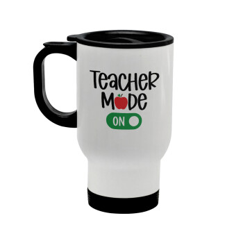 Teacher mode ON, Stainless steel travel mug with lid, double wall white 450ml