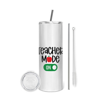 Teacher mode ON, Tumbler stainless steel 600ml, with metal straw & cleaning brush