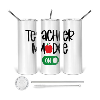 Teacher mode ON, 360 Eco friendly stainless steel tumbler 600ml, with metal straw & cleaning brush