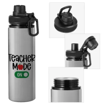 Teacher mode ON, Metallic water bottle with safety cap, 850ml aluminum