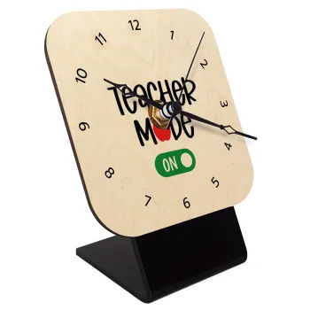 Teacher mode ON, Quartz Table clock in natural wood (10cm)