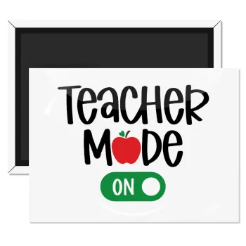 Teacher mode ON, Ορθογώνιο μαγνητάκι ψυγείου διάστασης 9x6cm