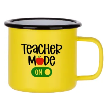 Teacher mode ON, Κούπα Μεταλλική εμαγιέ ΜΑΤ Κίτρινη 360ml