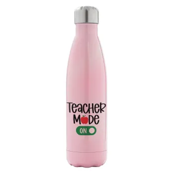 Teacher mode ON, Metal mug thermos Pink Iridiscent (Stainless steel), double wall, 500ml