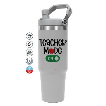 Teacher mode ON, GREY color, 890ml (30oz) stainless Steel Tumbler with Handle