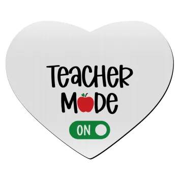 Teacher mode ON, Mousepad καρδιά 23x20cm