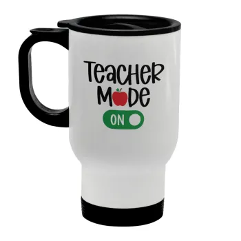 Teacher mode ON, Stainless steel travel mug with lid, double wall white 450ml