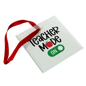 Teacher mode ON, Στολίδι Χριστουγεννιάτικο στολίδι γυάλινο τετράγωνο 9x9cm