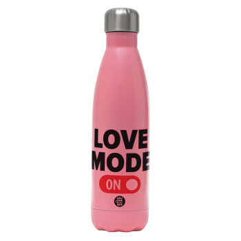 LOVE MODE ON, Metal mug thermos Pink Mat (Stainless steel), double wall, 500ml