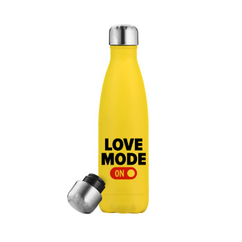 LOVE MODE ON, Yellow Stainless Steel Metallic Thermos, double-walled, 500ml