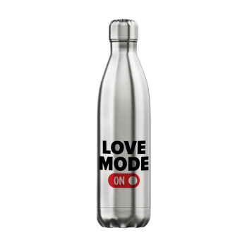 LOVE MODE ON, Inox (Stainless steel) hot metal mug, double wall, 750ml