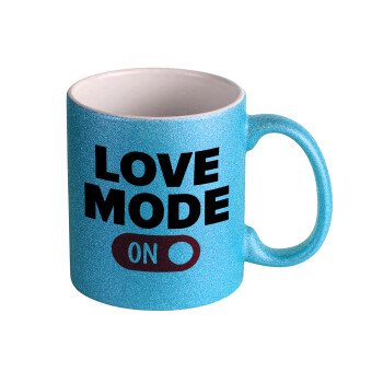 LOVE MODE ON, Κούπα Σιέλ Glitter που γυαλίζει, κεραμική, 330ml