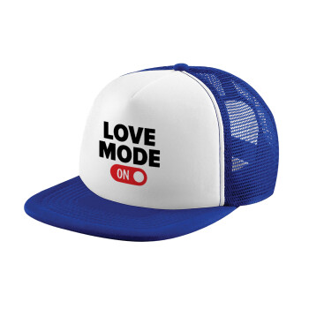 LOVE MODE ON, Καπέλο Soft Trucker με Δίχτυ Blue/White 