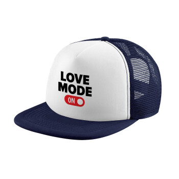 LOVE MODE ON, Καπέλο Ενηλίκων Soft Trucker με Δίχτυ Dark Blue/White (POLYESTER, ΕΝΗΛΙΚΩΝ, UNISEX, ONE SIZE)