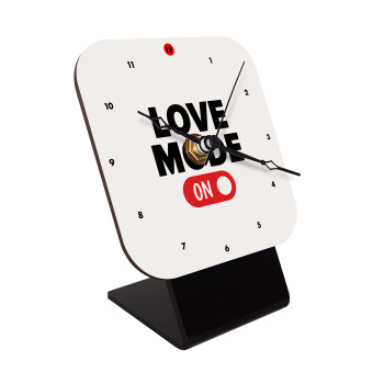 LOVE MODE ON, Quartz Wooden table clock with hands (10cm)