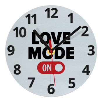 LOVE MODE ON, Ρολόι τοίχου γυάλινο (20cm)