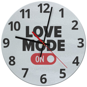 LOVE MODE ON, Ρολόι τοίχου γυάλινο (30cm)