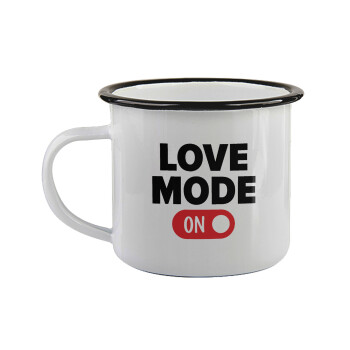 LOVE MODE ON, Κούπα εμαγιέ με μαύρο χείλος 360ml