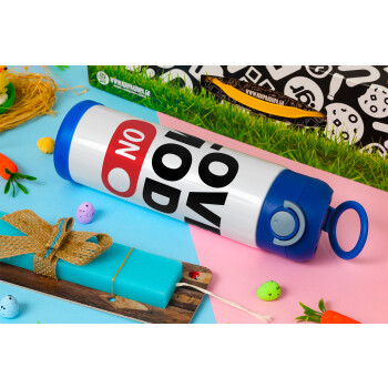 LOVE MODE ON, Easter candle, Childrens hot water bottle, stainless steel, with safety straw, BLUE (500ml)