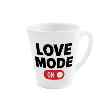 LOVE MODE ON, Κούπα κωνική Latte Λευκή, κεραμική, 300ml