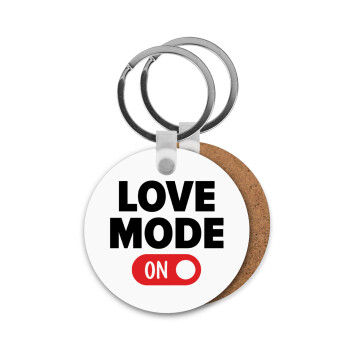 LOVE MODE ON, Μπρελόκ Ξύλινο στρογγυλό MDF Φ5cm
