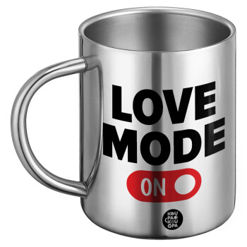 LOVE MODE ON, Ανοξείδωτη Μεταλλική Κούπα 450ml - Διπλού Τοιχώματος