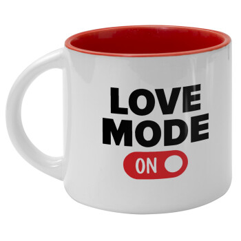 LOVE MODE ON, Κούπα κεραμική 400ml Λευκή/Κόκκινη