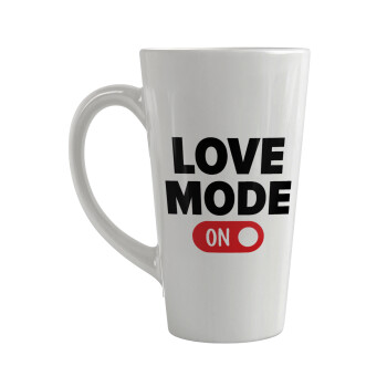 LOVE MODE ON, Κούπα κωνική Latte Μεγάλη, κεραμική, 450ml