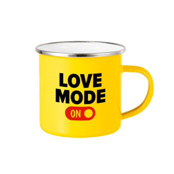 LOVE MODE ON, Yellow Enamel Metallic Cup 360ml