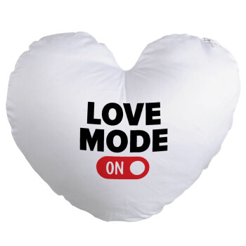 LOVE MODE ON, Μαξιλάρι καναπέ καρδιά 40x40cm περιέχεται το  γέμισμα