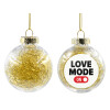 Transparent Christmas tree ball ornament with gold filling 8cm