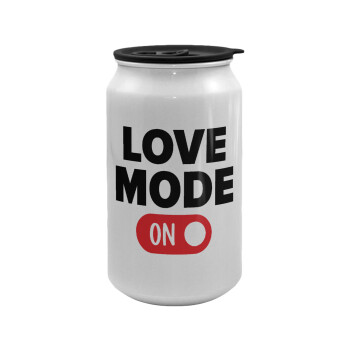 LOVE MODE ON, Κούπα ταξιδιού μεταλλική με καπάκι (tin-can) 500ml
