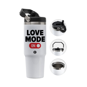 LOVE MODE ON, Θερμός Ανοξείδωτο 30oz με χερούλι