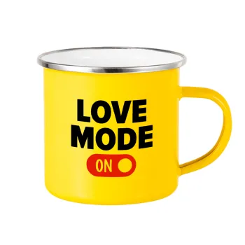 LOVE MODE ON, Yellow Enamel Metallic Cup 360ml