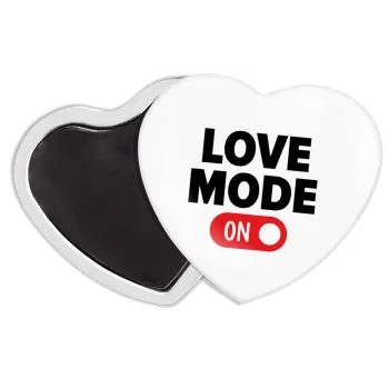 LOVE MODE ON, Μαγνητάκι καρδιά (57x52mm)